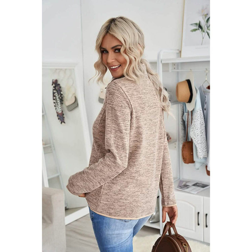 Women Casual Long Sleeve Stand Collar with Pockets