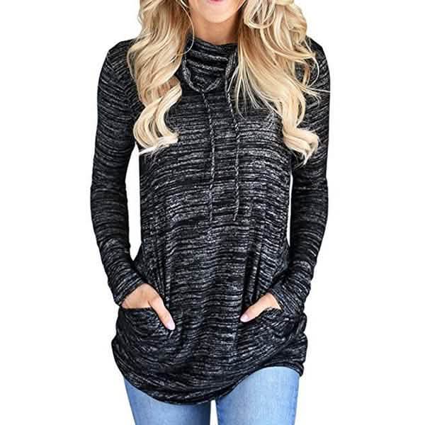 Women's Long Sleeve High Collar Tops Casual Tie Dye Sweatshirt