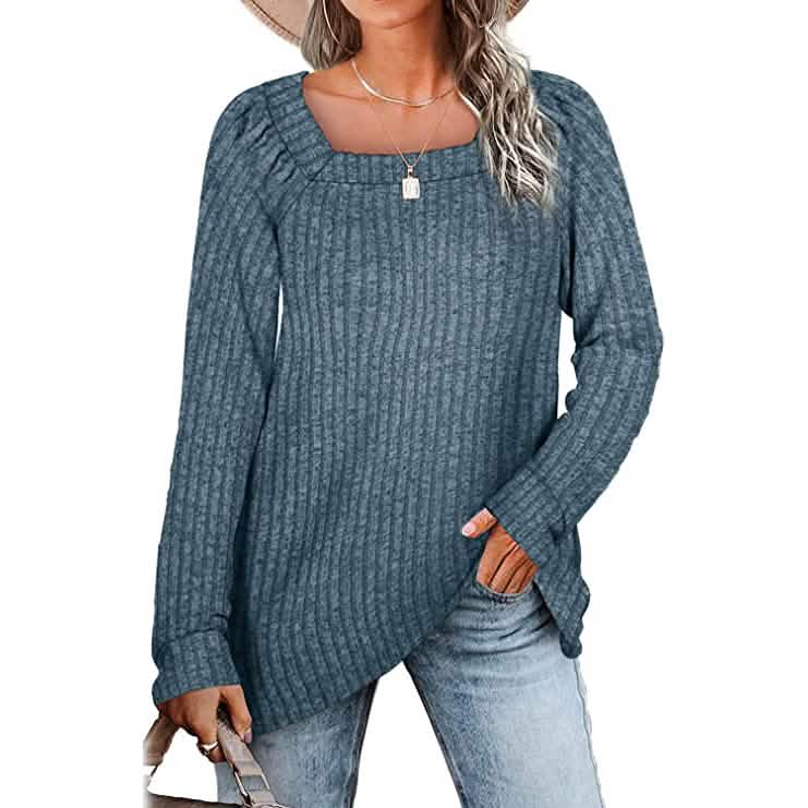 Women's Long Sleeve V Neck Sweater Tops