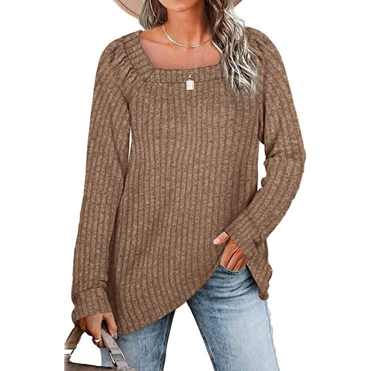 Women's Long Sleeve V Neck Sweater Tops