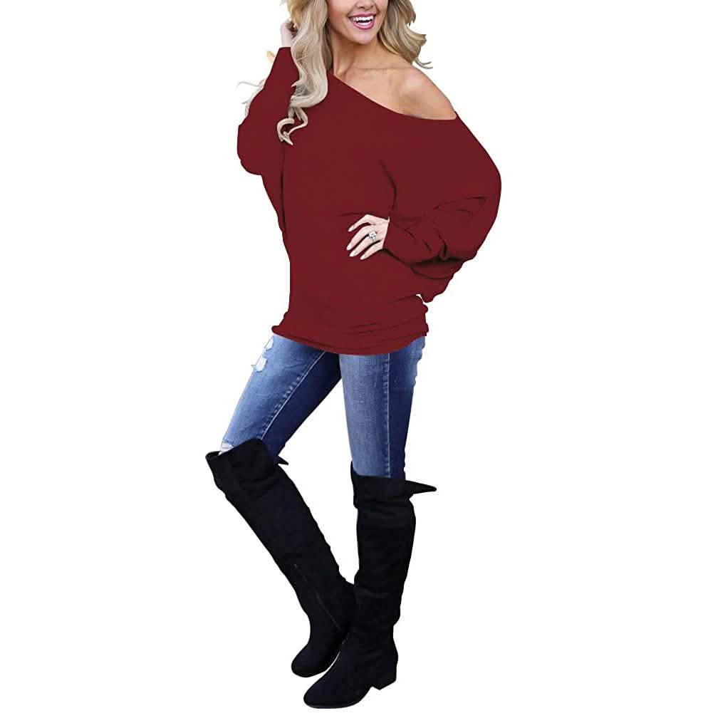 Women's Off-Shoulder Long-Sleeved Top