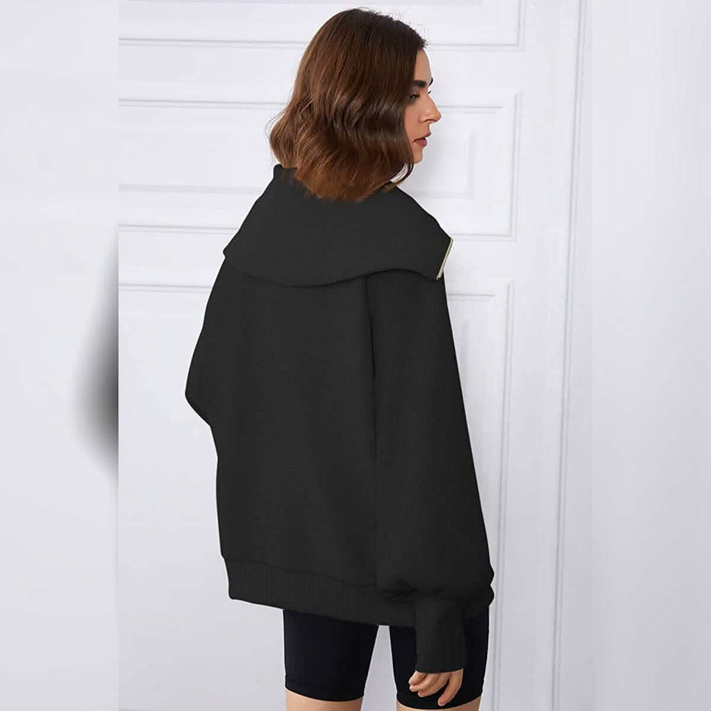 Womens Oversized Half Zip Pullover Sweatshirts Hoodie